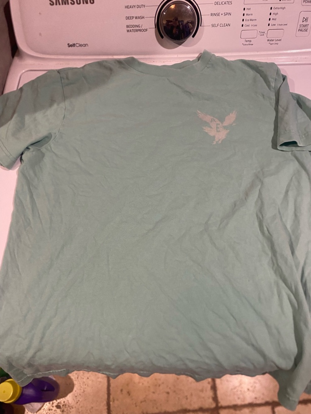 American Eagle Men's Light Mint Graphic T-Shirt